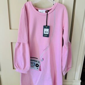 297 Brand new girl Pink Long Sleeve Dress with Embroidery. New with tag.